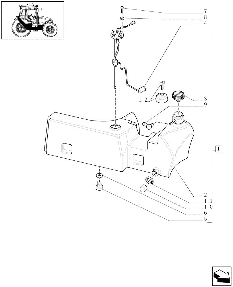 Схема запчастей Case IH JX90 - (1.14.0[01]) - FUEL TANK - C6060 (02) - ENGINE EQUIPMENT