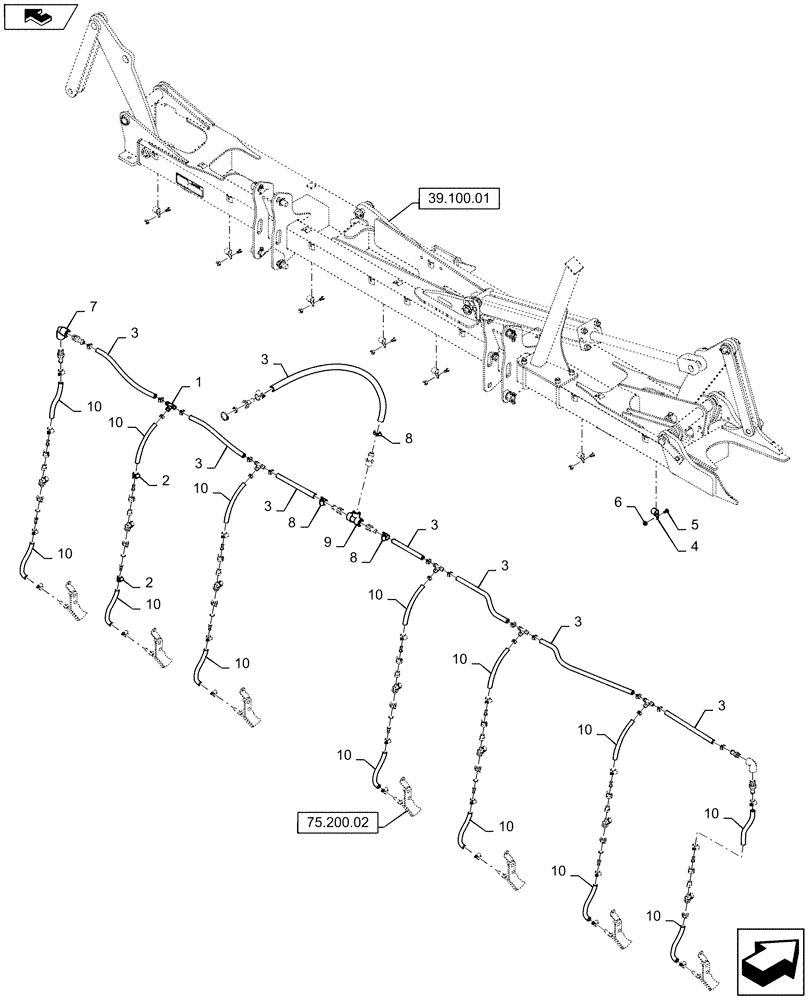 Схема запчастей Case IH 920 - (78.110.06) - MAIN FRAME PLUMBING (KNIFE OPTION) (78) - SPRAYING