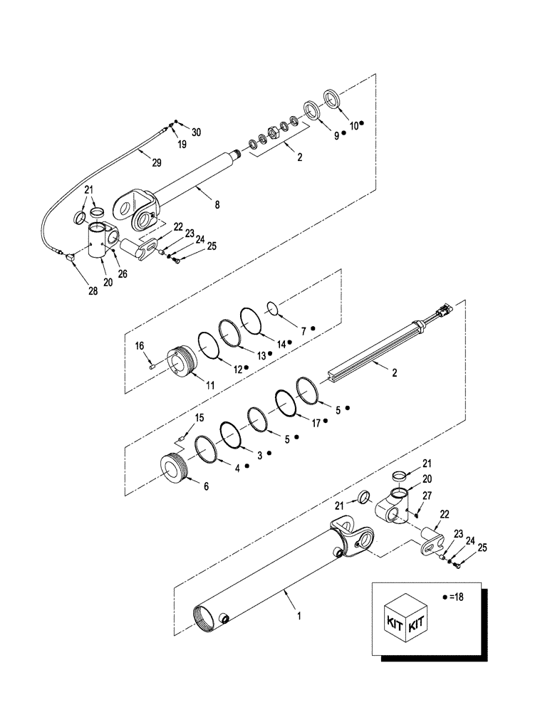 Схема запчастей Case IH STX375 - (05-10) - ACCUGUIDE - CYLINDER ASSY., ARTICULATION W/ SENSOR (05) - STEERING
