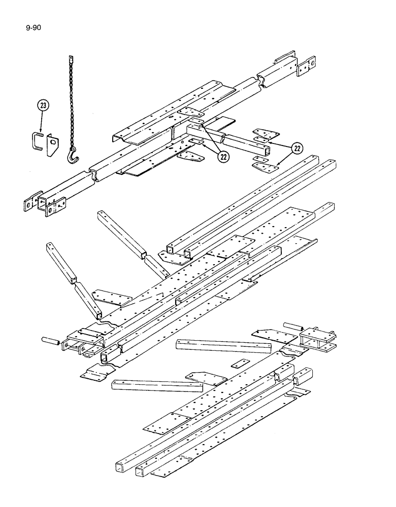 Схема запчастей Case IH 7200 - (9-090) - CENTER HITCH AND STABILIZER - FOUR DRILL, MACHINES BUILT (09) - CHASSIS/ATTACHMENTS