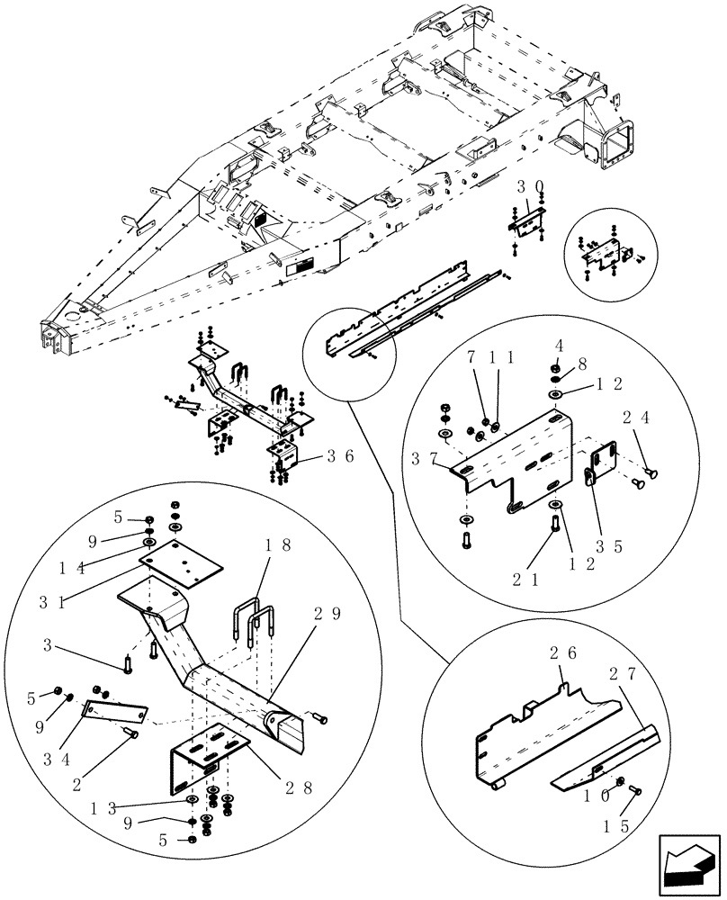 Схема запчастей Case IH ADX3430 - (E.10.C[05]) - REAR FRAME HOSE TRAYS & INTERMEDIATE MANIFOLD SUPP (BTW CBJ0005319 & CBJ0005379) & BSN CBJ0019029) E - Body and Structure
