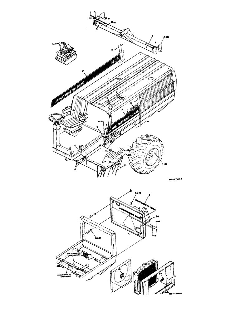 Схема запчастей Case IH 8830 - (9-04) - DECAL LOCATION DIAGRAM, REAR (09) - CHASSIS