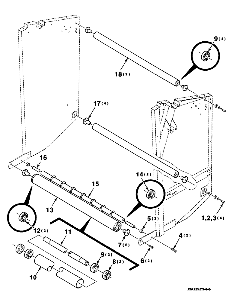 Схема запчастей Case IH 8460 - (5-08) - TAILGATE ROLLER ASSEMBLY, SERIAL NUMBER CFH0057723 AND LATER (16) - BALE EJECTOR