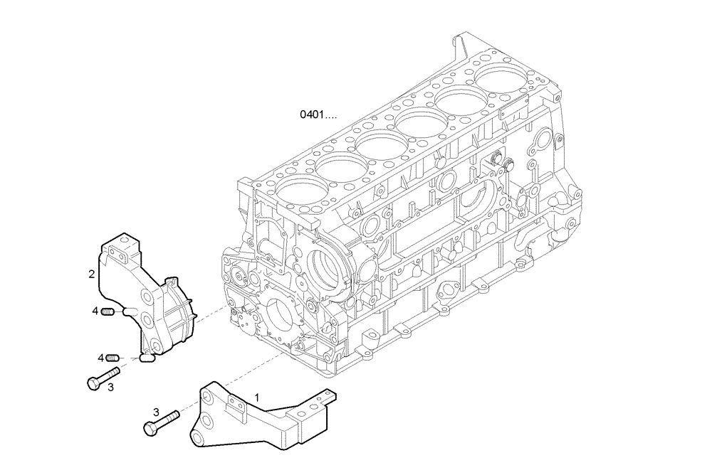 Схема запчастей Case IH F3CE0684A E001 - (0443.001) - FRONT ENGINE MOUNTING 
