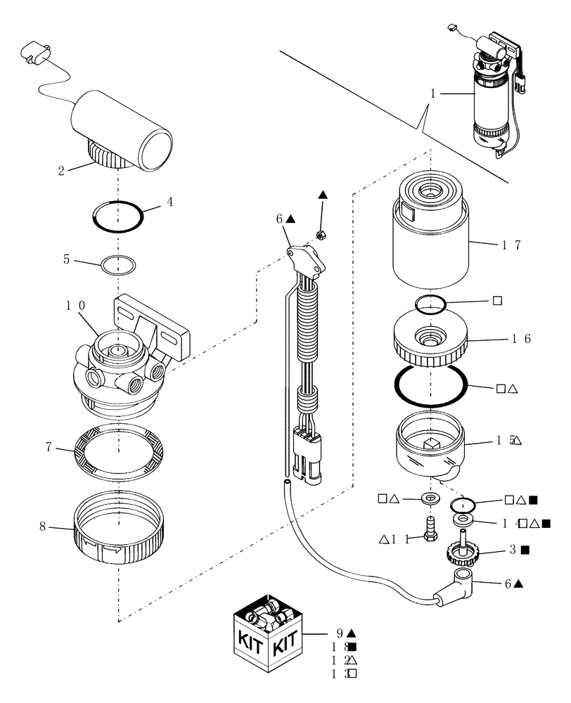 Схема запчастей Case IH WDX1701 - (075) - ENGINE, FUEL SYSTEM, LIFT PUMP, FUEL/WATER SEPARATOR & FILTER (10) - ENGINE