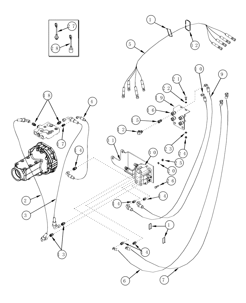 Схема запчастей Case IH L655 - (08-20) - HYDRAULICS EXTERNAL VALVE 2 Function Without Self Leveling (08) - HYDRAULICS