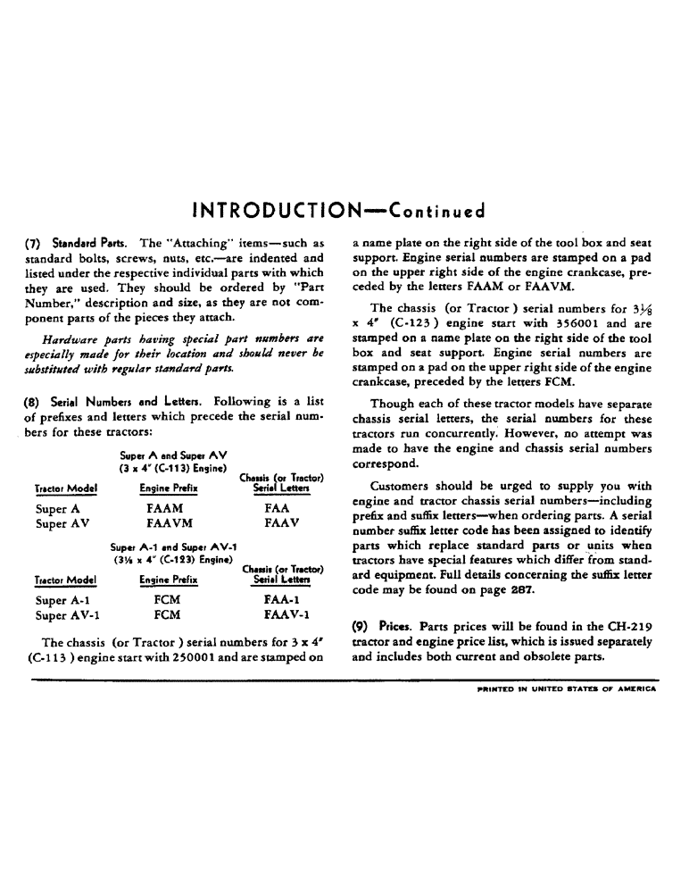 Схема запчастей Case IH SUPER A - (002) - INTRODUCTION-CONTINUED (00) - GENERAL