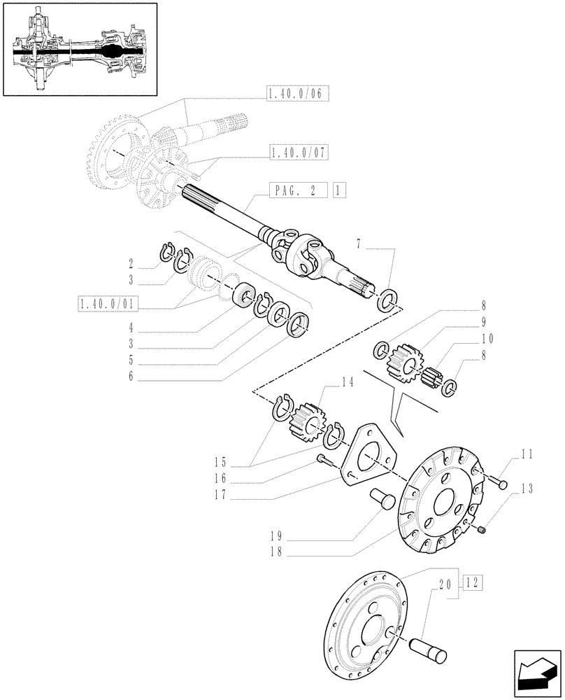 Схема запчастей Case IH MXM130 - (1.40.1/10[01]) - (VAR.316) CLASS 3 FRONT AXLE WITH BRAKE - DIFFERENTIAL GEARS AND DIFFERENTIAL SHAFT (04) - FRONT AXLE & STEERING