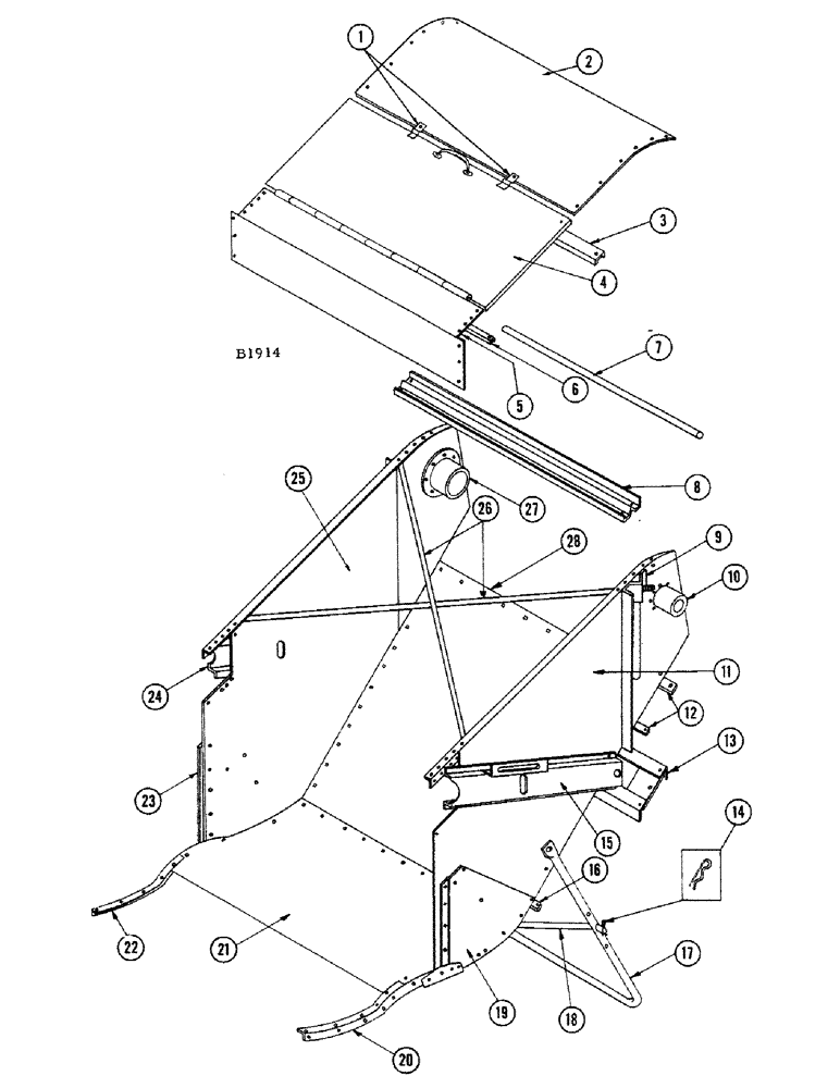 Схема запчастей Case IH 1010 - (084) - FEEDER SPOUT, STANDARD HEADER (60) - PRODUCT FEEDING