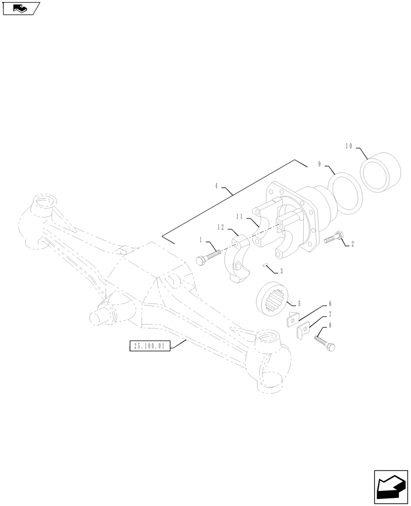 Схема запчастей Case IH FARMALL 45A - (25.102.01) - FRONT AXLE - DIFFERENTIAL CARRIER - 4WD (25) - FRONT AXLE SYSTEM