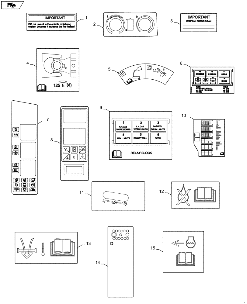 Схема запчастей Case IH CPX620 - (09F-15) - DECALS - IMPORTANT INSTRUCTIONS (12) - CHASSIS