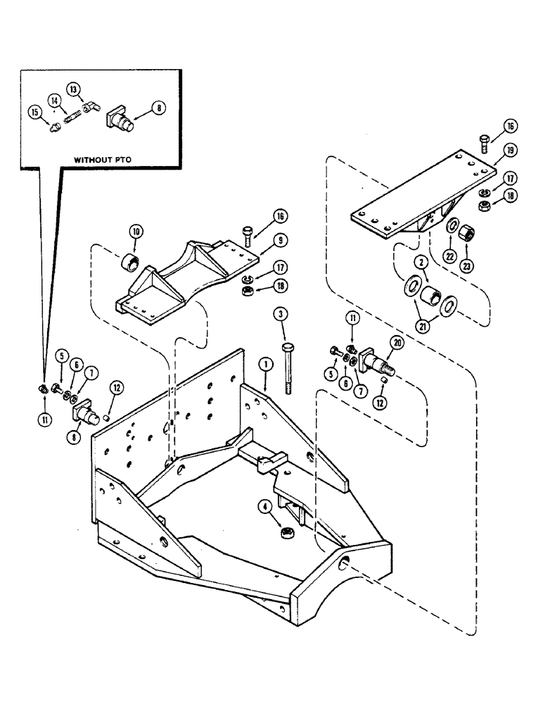 Схема запчастей Case IH 2470 - (258) - REAR AXLE TRUNNION AND PIVOT (06) - POWER TRAIN