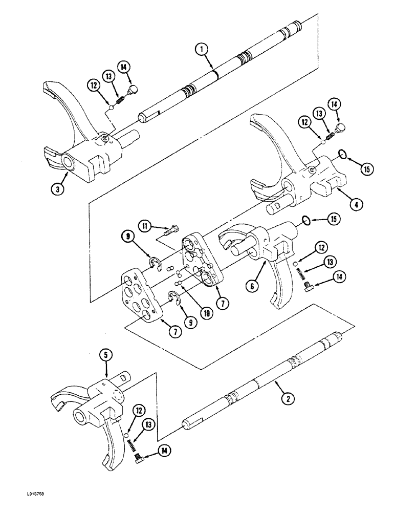 Схема запчастей Case IH 9280 - (6-048) - SYNCHROMESH TRANSMISSION ASSEMBLY SHIFTER FORK ASSEMBLY (06) - POWER TRAIN