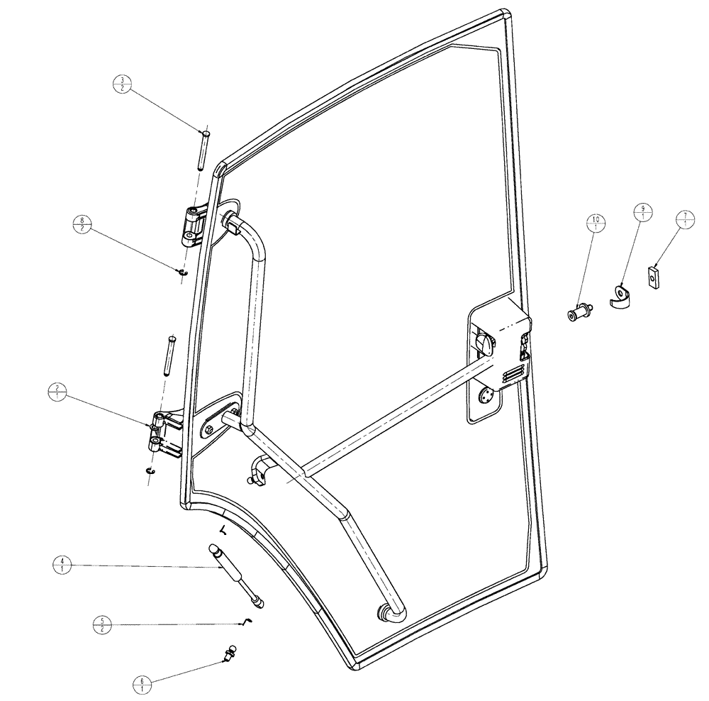 Схема запчастей Case IH SPX3320 - (02-001) - DOOR GROUP, ENDING 1/2009 Cab Exterior