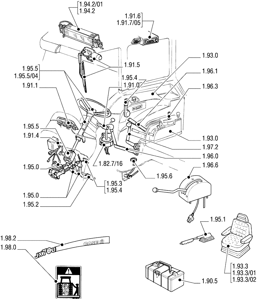 Схема запчастей Case IH JX70U - (SEC. 10[01]) - DRIVERS COMPARTMENT (00) - GENERAL