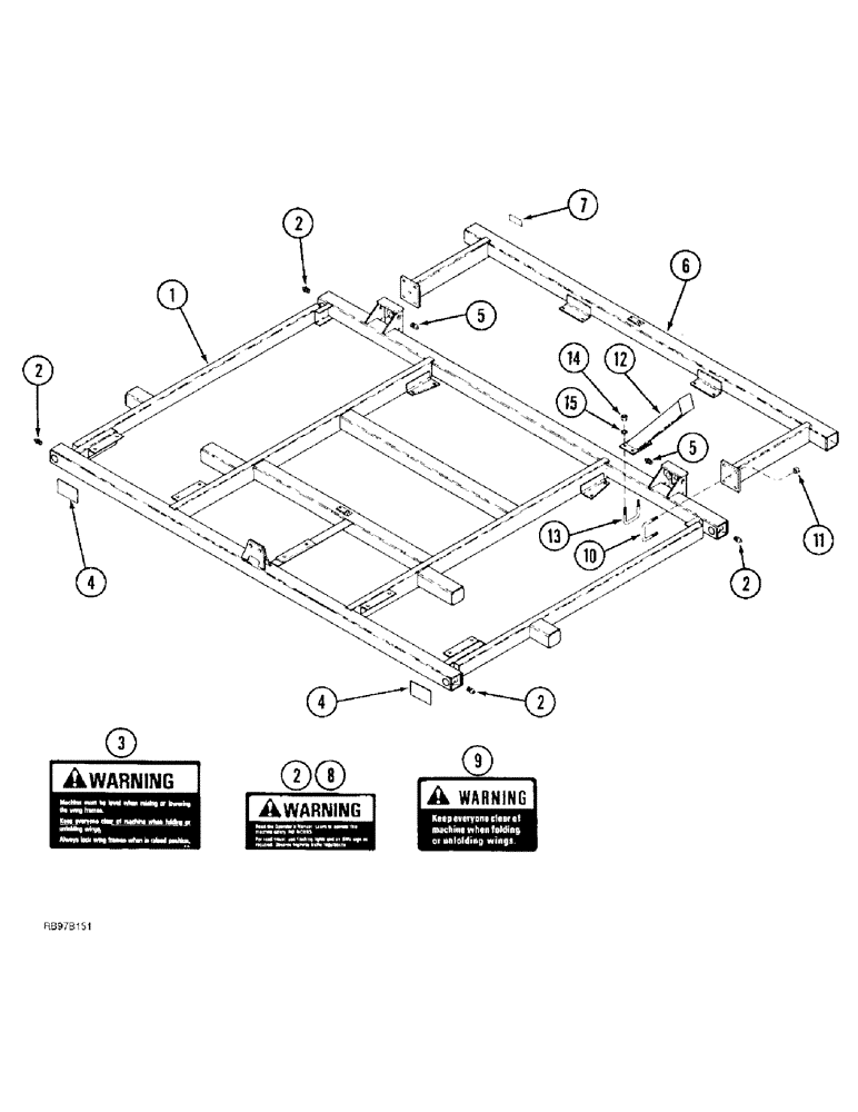 Схема запчастей Case IH 4300 - (9-004) - MAIN FRAME AND FRONT EXTENSION, NARROW TRANSPORT, VERTICAL FOLD (09) - CHASSIS/ATTACHMENTS