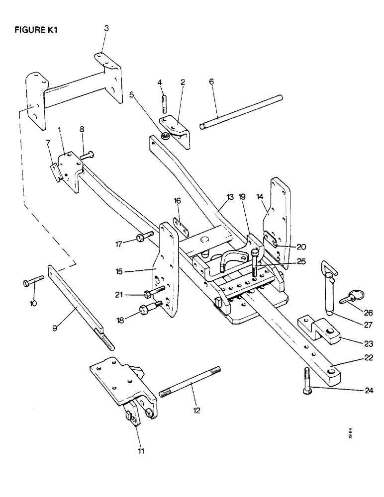 Схема запчастей Case IH 1412 - (K1-1) - DRAWBARS&HITCHES,UNIV. DRAWBAR, (A]1410Q,1410SK,1412Q,1412SK B]1410 4WD,1412 4WD C]1410,1412 D]1412G Drawbars & Hitches