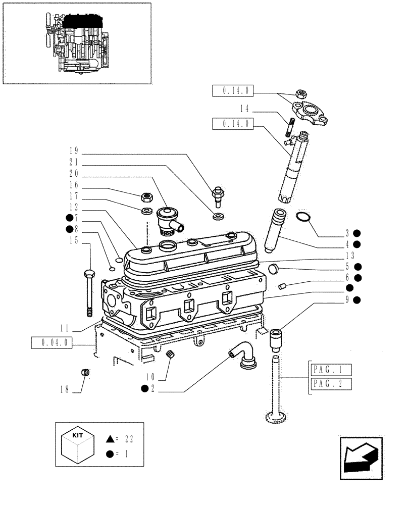 Схема запчастей Case IH JX95 - (0.06.0/05[01]) - VAR - 747, 391102 - TTF ENGINE TIER 2 - HEAD CYLINDER (01) - ENGINE
