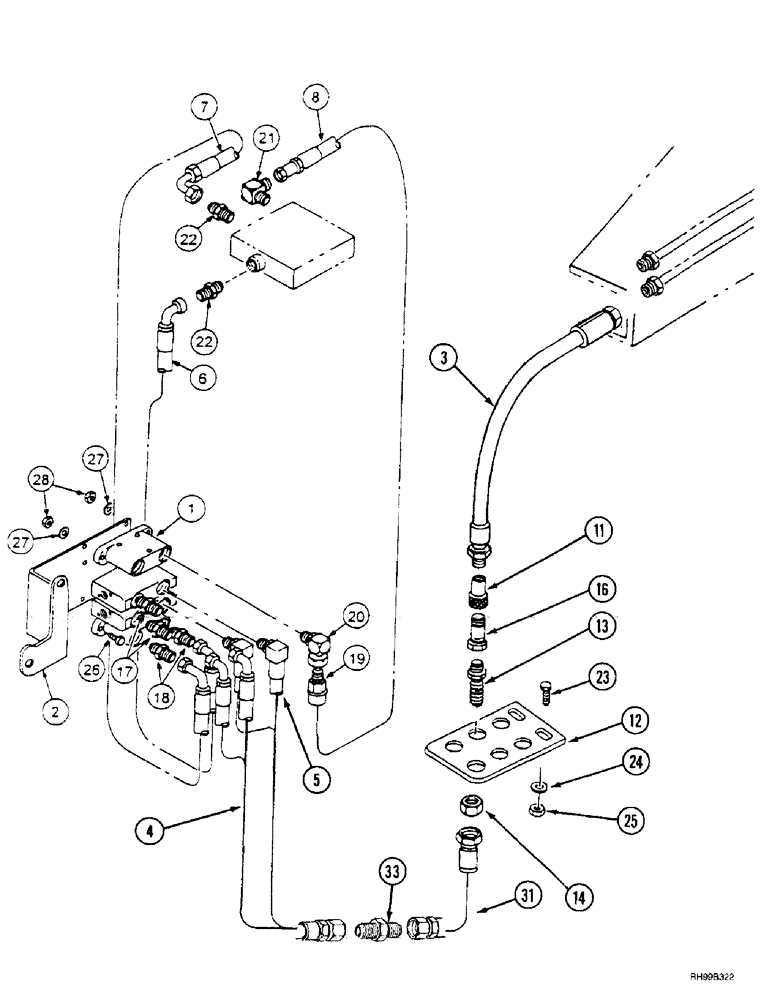Схема запчастей Case IH L500 - (8-022) - HYDRAULICS - EXTERNAL VALVE (2 FUNCTION MX80 - MX100C) WITHOUT SELF LEVELING (08) - HYDRAULICS
