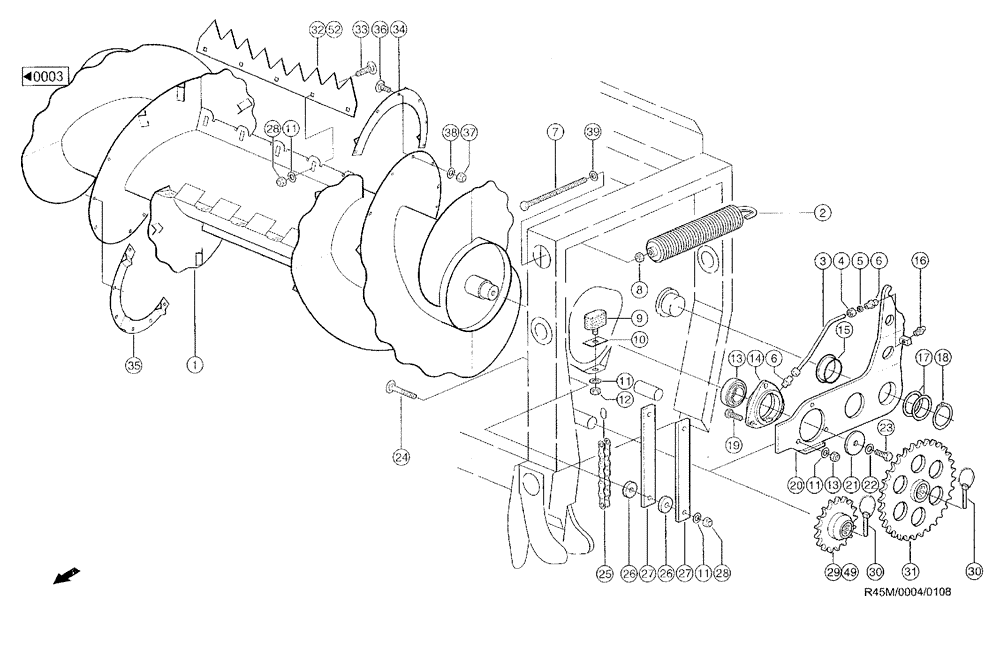 Схема запчастей Case IH RU450 - (0004) - DRIVE, FEEDER AUGER (58) - ATTACHMENTS/HEADERS