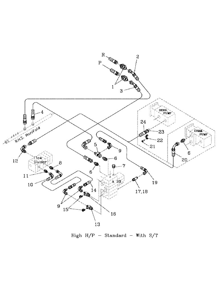 Схема запчастей Case IH 7000 - (B06-20) - HYDRAULIC CIRCUIT, STANDARD TOPPER, 3 BANK A20 Hydraulic Components & Circuits