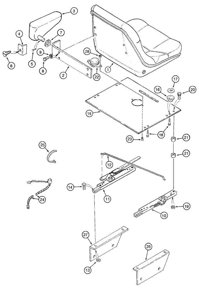 Схема запчастей Case IH 2555 - (09E-14) - SEAT - HEIGHT ADJUSTMENT - CUSHION AND SLIDE (10) - CAB & AIR CONDITIONING