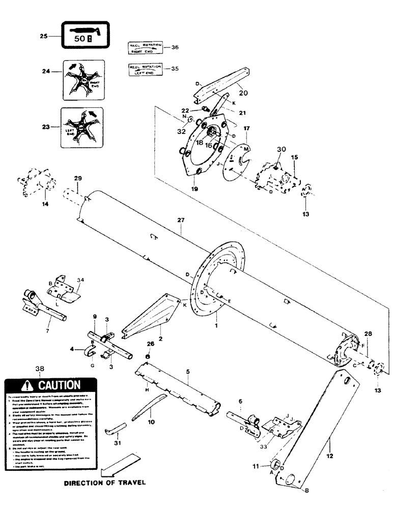 Схема запчастей Case IH 6000 - (9-36) - PICK-UP REEL, 21, 25 AND 30 FOOT HEADERS (09) - CHASSIS/ATTACHMENTS