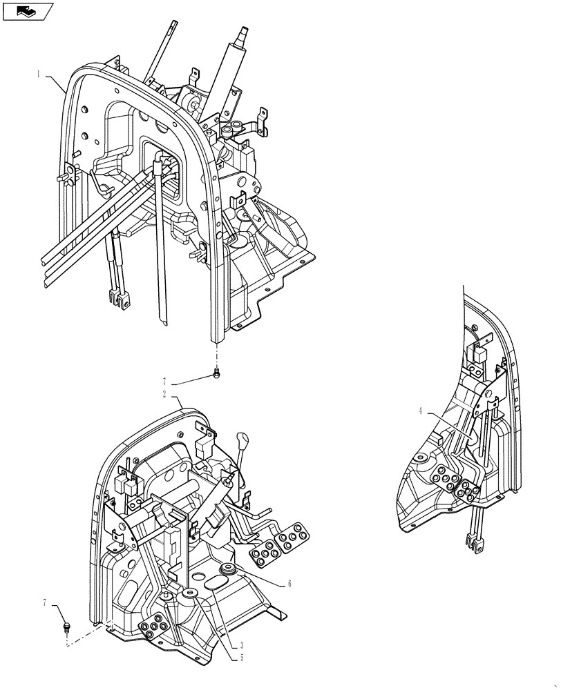 Схема запчастей Case IH FARMALL 50B - (90.100.04) - PEDAL FRAME - 16X16 (90) - PLATFORM, CAB, BODYWORK AND DECALS