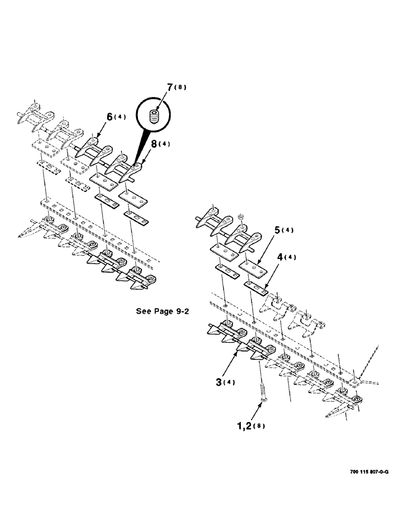 Схема запчастей Case IH 8330 - (9-16) - 2 FOOT STUB GUARD KIT, ADJUSTABLE STUB ON STUB GUARD, 700115807 COMPLETE (09) - CHASSIS