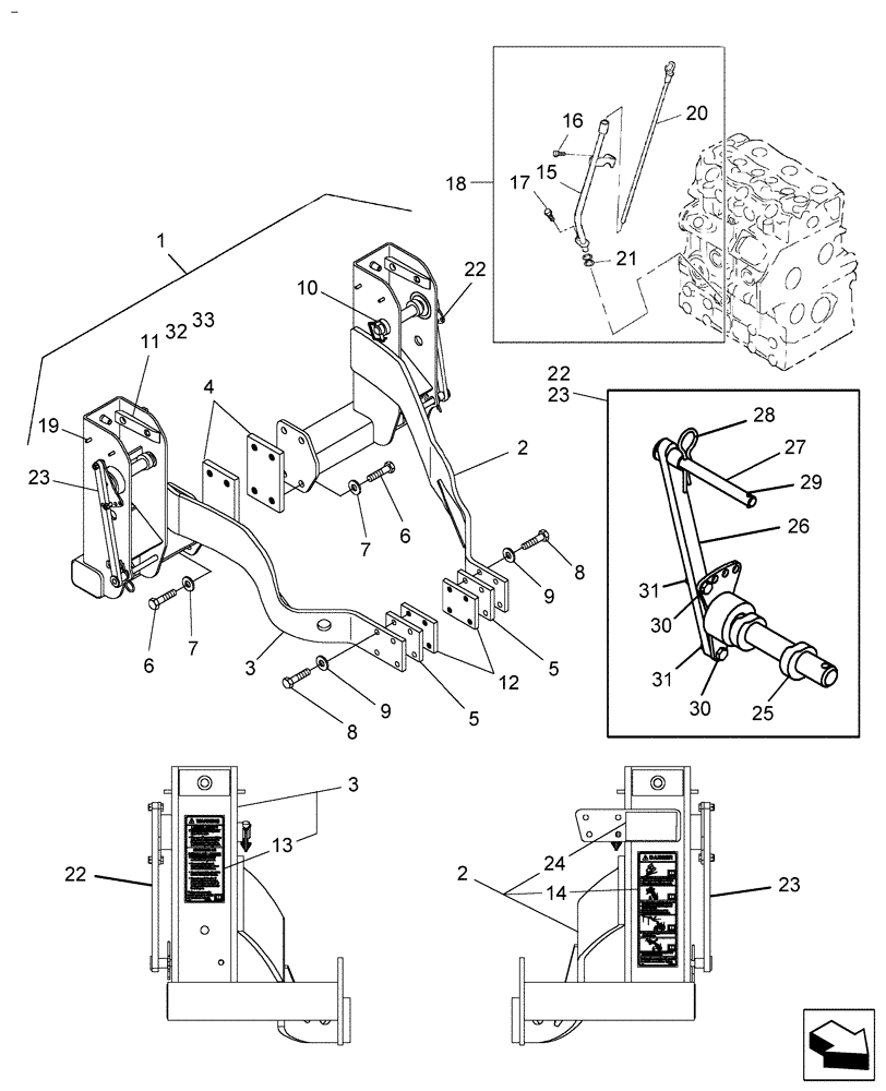 Схема запчастей Case IH LX330 - (002) - MOUNT KIT (82) - FRONT LOADER & BUCKET