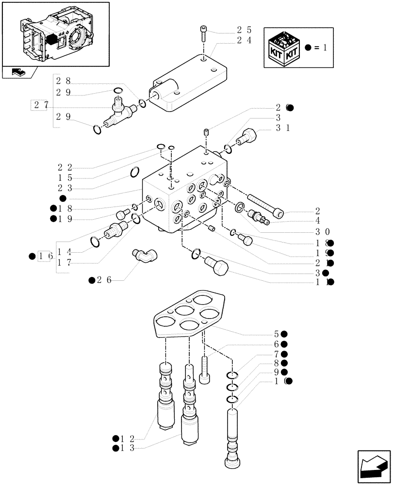 Схема запчастей Case IH MAXXUM 120 - (1.80.7[03]) - PTO CLUTCH FOR 30 AND 40KM/H TRANSMISSION LESS CREEPER - CONTROL VALVE AND RELEVANT PARTS (07) - HYDRAULIC SYSTEM