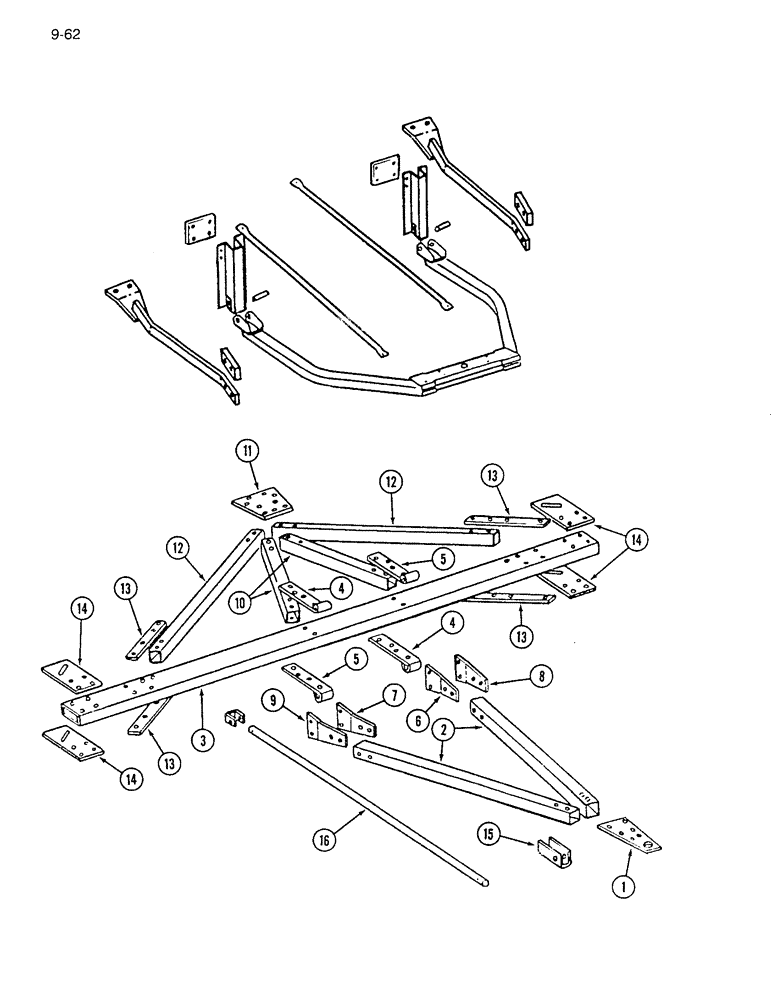 Схема запчастей Case IH 7200 - (9-062) - HEAVY DUTY HITCH - TWO DRILL, MACHINES BUILT 1980 THROUGH (09) - CHASSIS/ATTACHMENTS