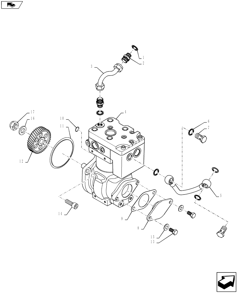 Схема запчастей Case IH 8120 - (88.230.22) - AIR COMPRESSOR BREAKDOWN (88) - ACCESSORIES