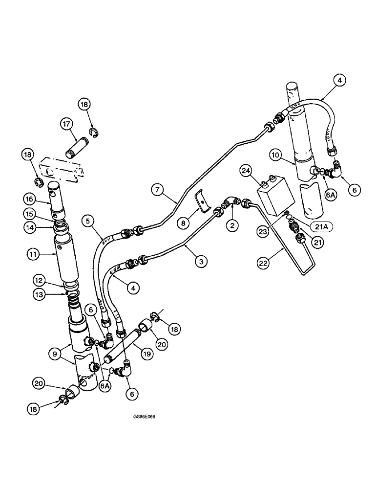 Схема запчастей Case IH INTERNATIONAL - (3-80) - HEADER HYD. LIFT SYSTEM, LEFT HAND MASTER AND RIGHT HAND SLAVE CYLINDER, SERIAL NUMBER 3101 TO 5500 (07) - HYDRAULICS