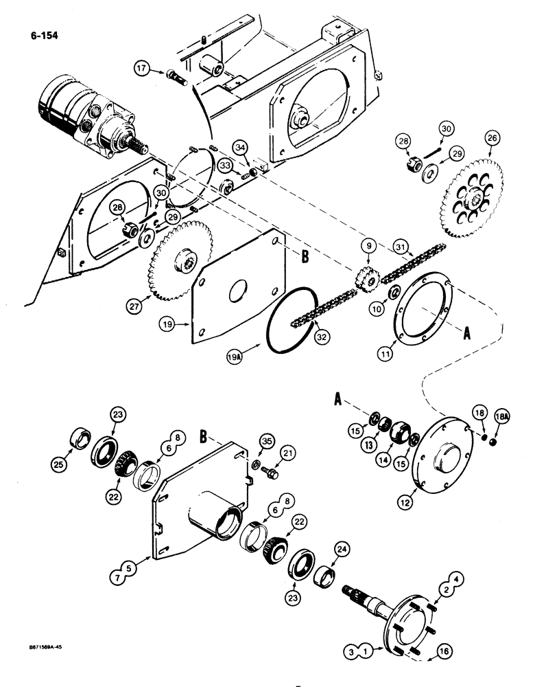 Схема запчастей Case IH 1825 - (6-154) - AXLES AND DRIVE CHAINS (06) - POWER TRAIN