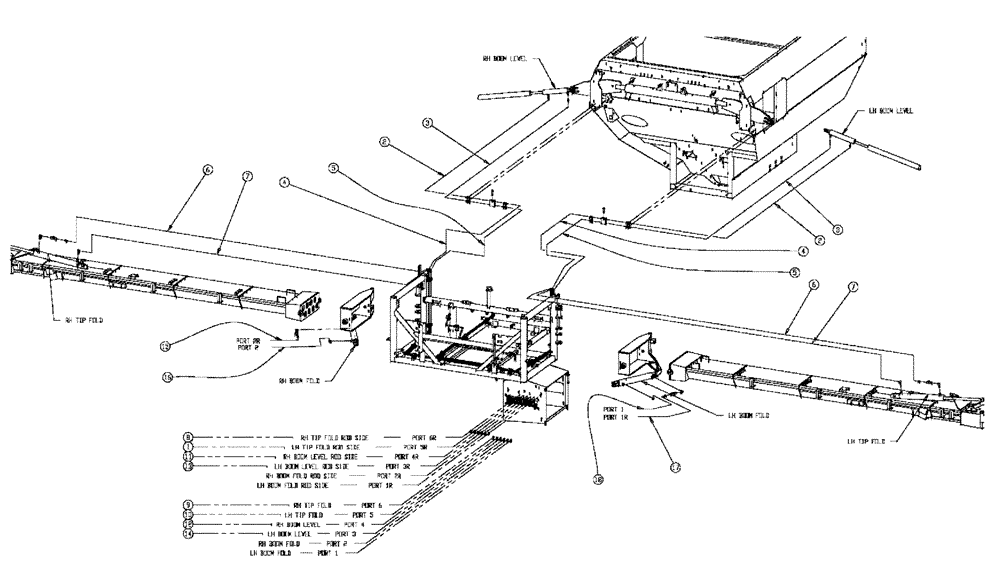 Схема запчастей Case IH 438 - (01-017) - BOOMS HOSE GROUP Basic Unit