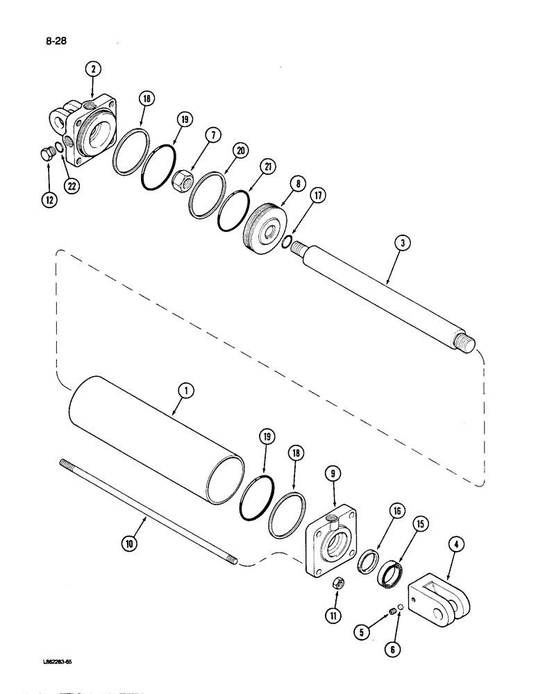 Схема запчастей Case IH 496 - (8-28) - WING FOLDING CYLINDER 5 X 16 INCH (08) - HYDRAULICS