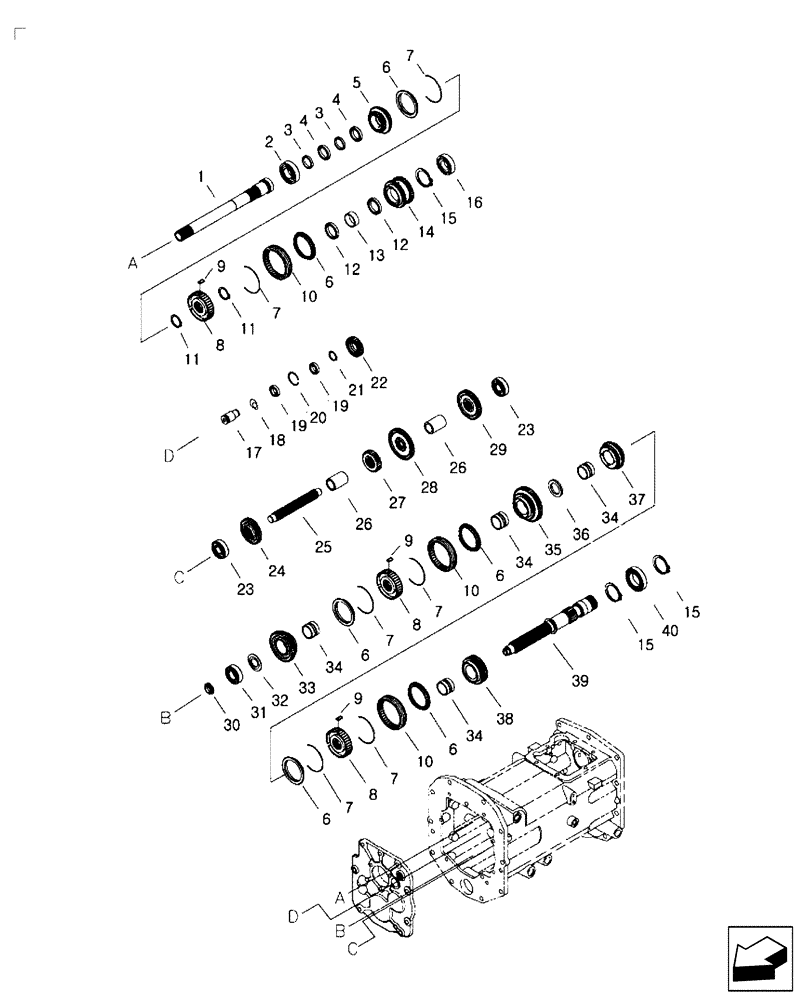 Схема запчастей Case IH FARMALL 30B - (21.145.01) - MAIN SHAFT - 12X12 (21) - TRANSMISSION