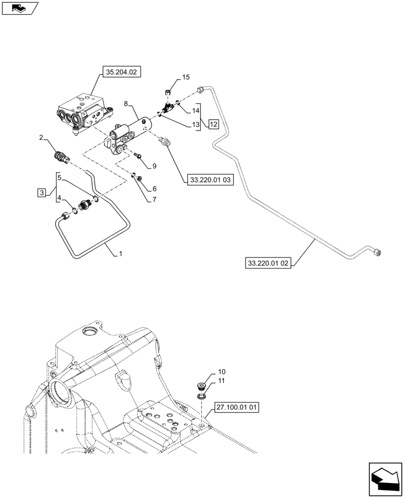 Схема запчастей Case IH PUMA 160 - (33.220.01[01]) - VAR - 330718 - HYDRAULIC TRAILER BRAKE (UNIVERSAL) - BRAKE VALVE & LINES - C7113 (33) - BRAKES & CONTROLS