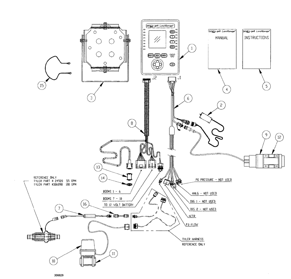 Схема запчастей Case IH SPX3150 - (282) - ELECTRICAL, DICKEY-JOHN® CONTROLLER (55) - ELECTRICAL SYSTEMS