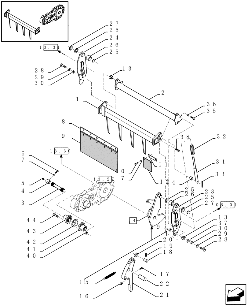 Схема запчастей Case IH LBX421R - (13.29[01]) - SHUTTLE FEEDER (13) - FEEDER
