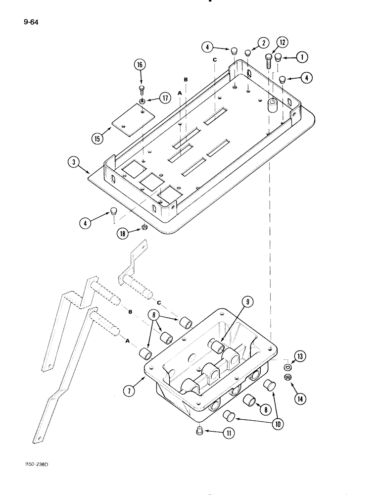 Схема запчастей Case IH 595 - (9-064) - CAB, DRAFT CONTROL LEVER HOUSING (09) - CHASSIS/ATTACHMENTS