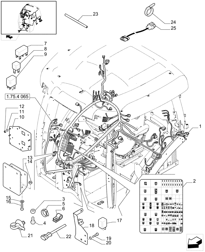 Схема запчастей Case IH PUMA 125 - (1.75.4[06]) - CAB CABLE AND RELATIVE PARTS (06) - ELECTRICAL SYSTEMS