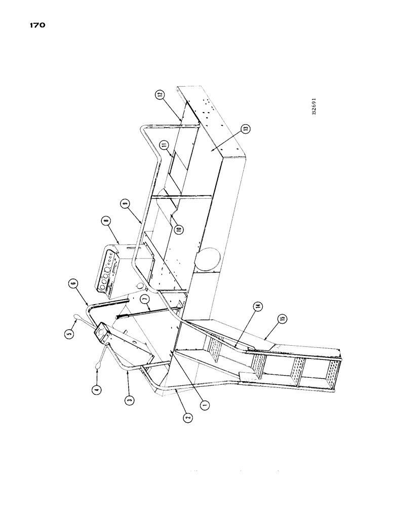 Схема запчастей Case IH 1660 - (170) - OPERATORS PLATFORM (90) - PLATFORM, CAB, BODYWORK AND DECALS