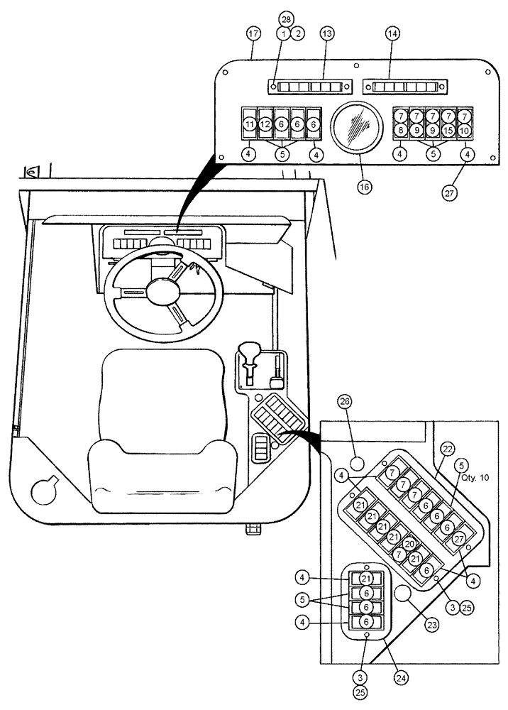 Схема запчастей Case IH SPX3310 - (01-001) - CONTROL PANELS Cab Interior