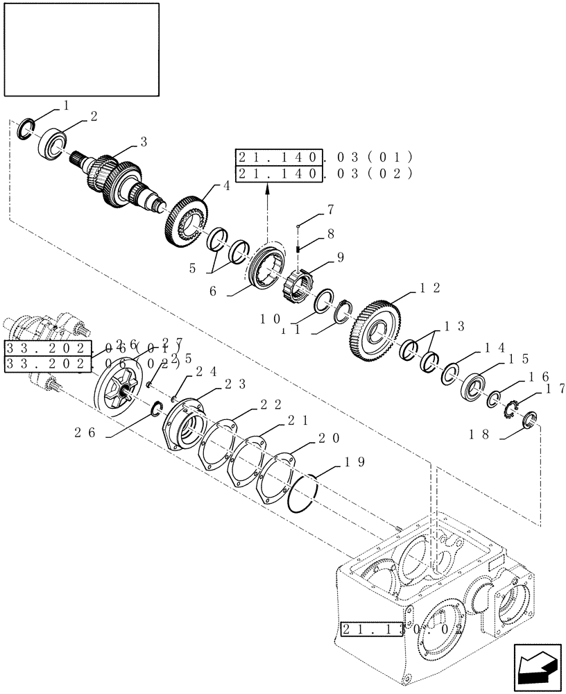 Схема запчастей Case IH 9010 - (21.140.02) - MECHANICAL TRANSMISSION, DRIVE SHAFT (21) - TRANSMISSION
