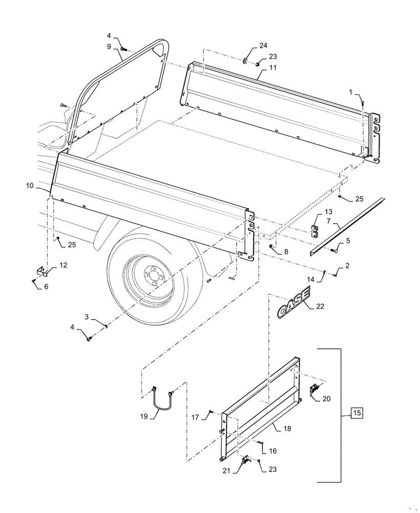 Схема запчастей Case IH SCOUT XL - (39.100.03) - CARGO BOX (39) - FRAMES AND BALLASTING