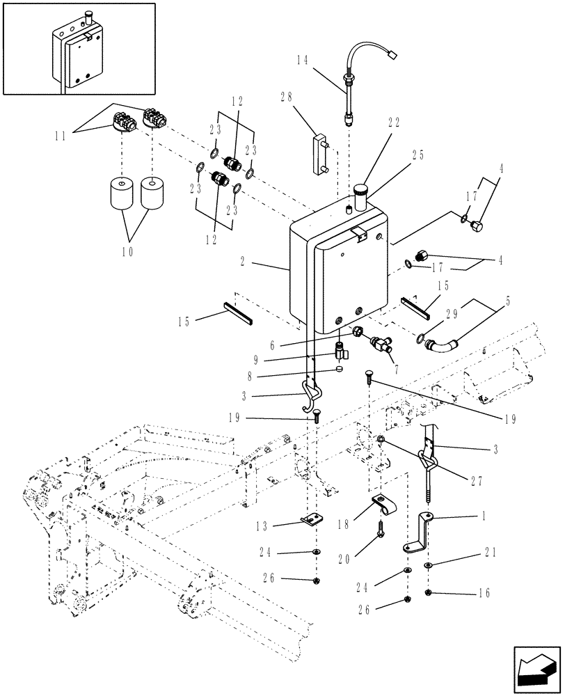 Схема запчастей Case IH WDX1202 - (07.01[1]) - HYDRAULIC RESERVOIR, P.I.N. Y7B665755 (WDX1202) & AFTER (07) - HYDRAULIC SYSTEM