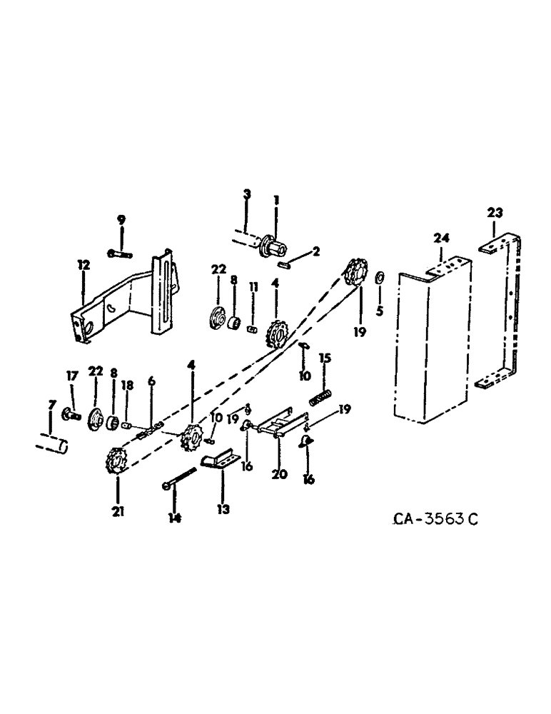 Схема запчастей Case IH 915 - (21-12) - THRESHING CYLINDER AND CONCAVE, VARIABLE CYLINDER CHAIN DRIVE, BEAN (14) - THRESHING
