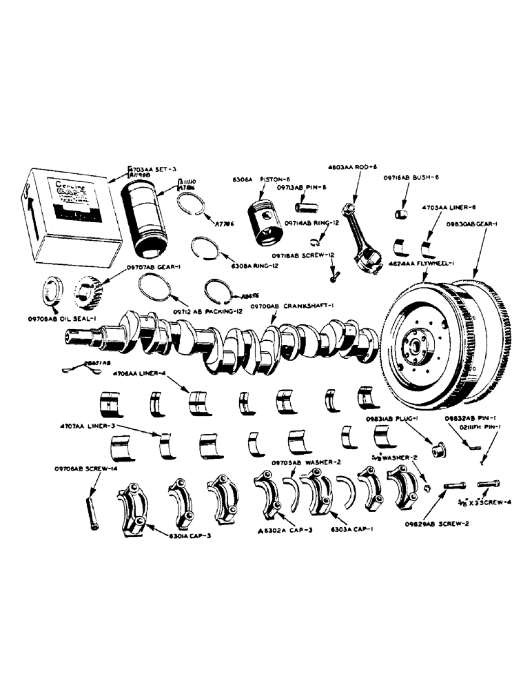 Схема запчастей Case IH 500-SERIES - (006) - PISTONS, CONNECTING RODS AND CRANKSHAFT (02) - ENGINE